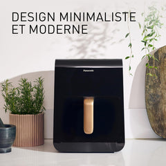 Panasonic NF-CC500SXE AirFryer Friteuse sans huile avec Hublot, 5L, 80-200°C, Minuterie Numérique et Écran LCD, Vapeur Douce, 11 Préréglages, Nettoyage Facile, Gris Mat