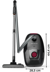 Rowenta Green Force Max Silence Vacuum Cleaner with Bag, 900 W Max, High Filtration, Quiet, Eco-Responsible, Made in France, Black/Aluminium RO6136EA