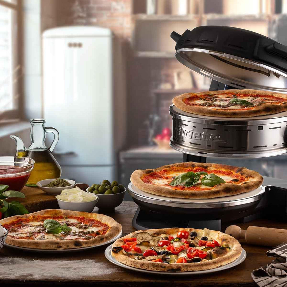 Ariete Pizza Oven 918, Pizza 4 Minutes, 5 Cooking Levels, Refractory Plate for Heating, Wooden Blades Included, Maximum Temperature 400°C, 1200W, White