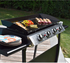 Happy Garden Plancha au gaz Valencia - 4 brûleurs 10kW + Chariot