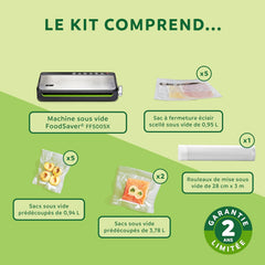 FoodSaver FFS005X Vacuum Sealer with Storage Compartment for Roll and Cutter, Pulse Function for Fragile Food, Includes Matching Accessories and Vacuum Bags