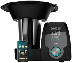 Cecotec Robot de Cuisine Mambo Black. 23 Fonctions, 10 Niveaux de Température, 1700W, 2,5 kg de Pâte, Cruche de 3,3L, 10 Vitesses, Minuterie, Température Réglable de 37 °C à 120 °C