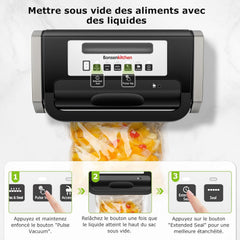 Bonsenkitchen Powerful and Quiet Food Vacuum Sealer with Globefish Technology for Continuous Work, Locked Handle Design, Integrated Cutter, 2 Rolls of Bags Included