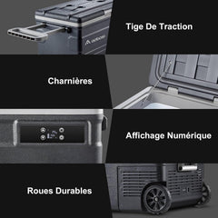 AAOBOSI 45L Glacière à Compresseur, Glaciere Électrique -20℃ à 20℃, Frigo Camion APP&Bouton Contrôle, 12/24V DC et 100-240V AC Glaciere Camping Pour Voiture, Camion, Bateau et Prise De Courant
