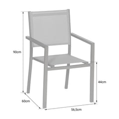 Lot de 8 chaises en aluminium anthracite - textilène gris Happy Garden