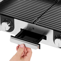 WMF Master-Grill électrique, 2400W, Grande surface 28x50cm, Revêtement antiadhésif, Plaques amovibles compatibles lave-vaisselle, Inox 18/10 Cromargan, Lono 0415280011
