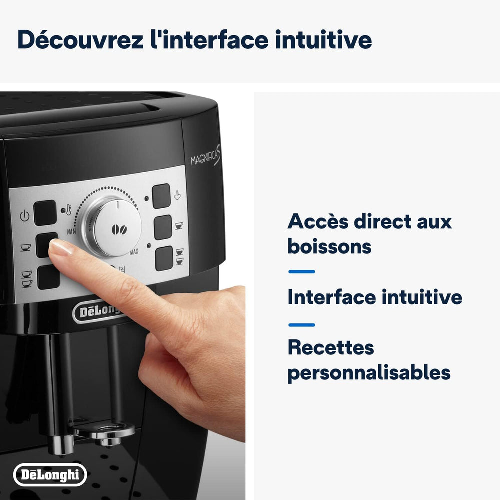 De'Longhi Magnifica S ECAM11.112.B, Automatic Coffee Machine / Espresso Bean to Cup with Milk Nozzle, with 4 One-Touch Recipes, Soft-Touch Control Panel, 1450 W, Black