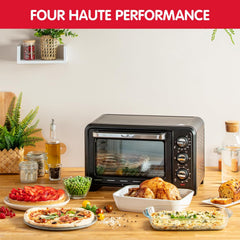 Moulinex Four électrique 39 L, 7 modes de cuisson, Chaleur tournante, Thermostat réglable jusqu’à 240° C, Tournebroche, Minuteur 120 min, Grille réversible, Optimo noir OX485810