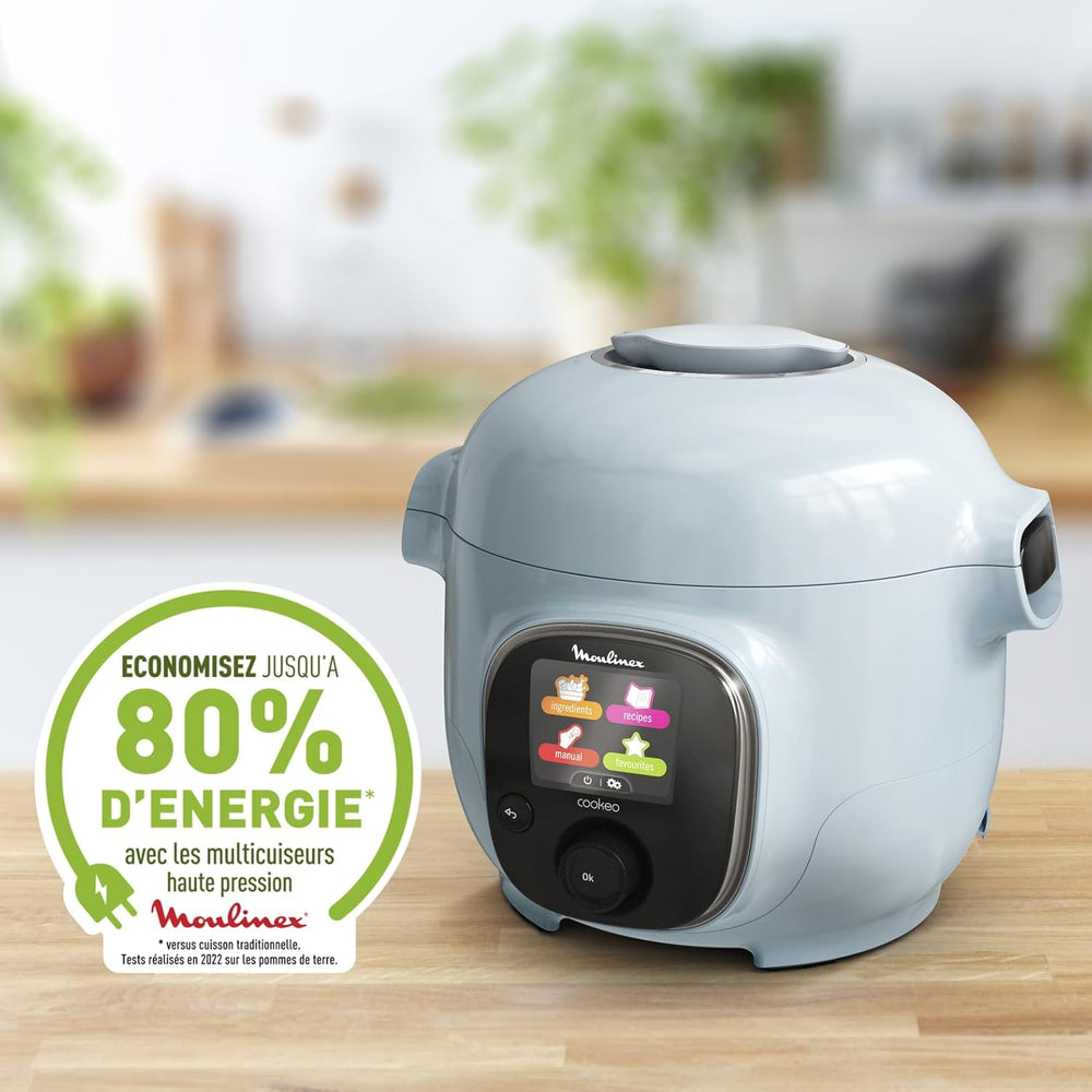 Moulinex Cookeo Mini Smart High Pressure Multicooker, 3L, 2 People, 150 Built-in Recipes, Unattended Cooking, Step-by-Step Guide, Compact, Moulinex App CE880410