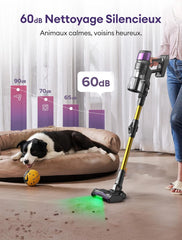 Ultenic U20 Aspirateur Balai sans Fil, 55kPa/60min Aspirateur sans Fil, Technologie GreenEye, Tube Pliable, Brosse de Sol TangleTame, Puissant pour Poils Animaux, Sol Dur et Voiture
