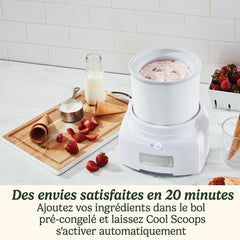 Cuisinart Sorbetière - Fait de la crème glacée, du gelato, du sorbet et du yogourt glacé en 40 minutes - Desserts maison - Facile à utiliser - Acier inoxydable - ICE100BCU