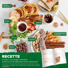 Kwasyo Food Dehydrator, 10 Trays • Desiccator with Timer (24H) • Fruit and Vegetable Dehydrator Adjustable Temperature (30 to 90°C) + 1 x Recipe Book