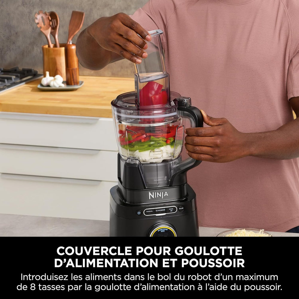 Ninja Detect Power Blender Processor Pro 3-en-1, mixeur 1200W, bol à mélanger, lame malaxeur, gobelet individuel, récipient, pétrir, mixer, hacher et mélanger, noir, TB401EU