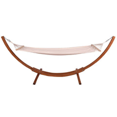 Hamac 1 Place 200x100cm avec Support en Bois de Mélèze Russe Capacité 120kg en Polyester Métal 313x115x120cm Naturel -