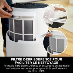 Shark NeverChange jusqu'à 5 ans Purificateur d'air MAX intérieur, Couvre 130m², Filtre HEPA 5 ans, Capture 99,97% allergènes, Mode automatique, Silencieux, LED, Blanc HP300EU