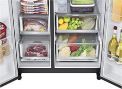 LG GSXV91MCAF Réfrigérateur combiné - Side by Side, 635L, InstaView, Total No-Frost, Compartiment congélation, Distributeur d'eau et glace UVnano, Compresseur Inverter Linear, Wi-Fi, Noir, Classe F