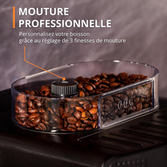 Krups Machine à café grain, 1,7 L, 2 tasses en simultané, Nettoyage automatique, Buse vapeur pour Cappuccino, Cafetière espresso, Essential noire YY8125FD, Noir