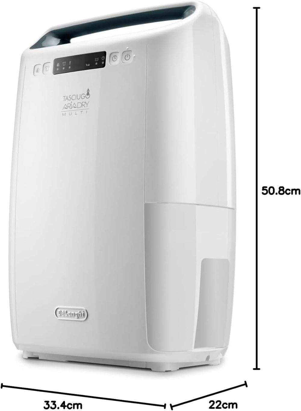 De'Longhi Tasciugo AriaDry Multi Dehumidifier DEXD216RF, Portable Dehumidifier with 3-Action Filtration, Dry Function, 16L/Day Moisture Absorption, R290, Removable Tank, White