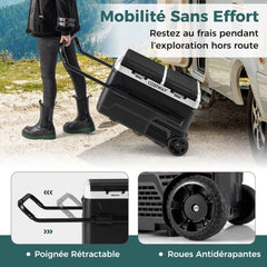 Glacire lectrique Portable Double Zone 40L Rfrigrateur de Voiture 12 V Compresseur -20鈩兟爚聽20鈩12/24V CC et 100-240V CA Noir -