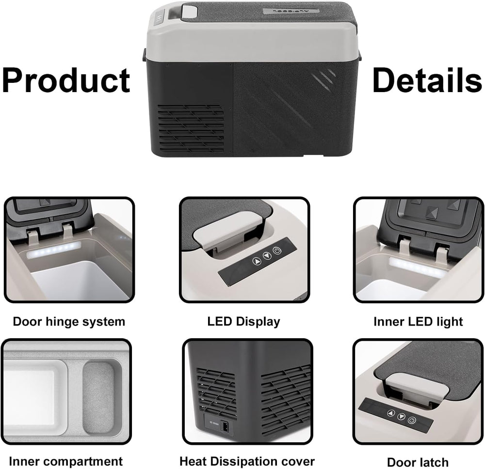 Alpicool LGMP8 8L Glaciere Portable Réfrigérateur Voiture Camping Congélateur 12/24V Mini Frigo pour Maison, Bureau ou Pique-Nique en Plein Air/ -20 à 20℃(Batterie Non Incluse)