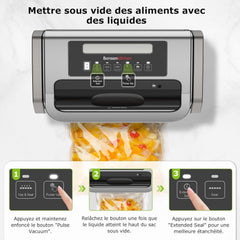 Bonsenkitchen Powerful and Quiet Food Vacuum Sealer with Globefish Technology for Continuous Work, Locked Handle Design, Integrated Cutter, 2 Rolls of Bags Included