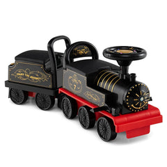 6V 2-Seater Ride On Train with Detachable Carriage, Under-Seat Storage, Whistle & Flashing LED Lights, Trackless Electric Ride On Toy for Kids