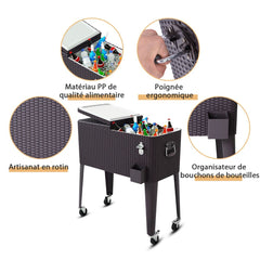 Glacire Roues Verrouillables 76L Dessert de Glace avec Dcapsuleur et Rceptacle Capsules en PP de haute alimentaire Garder au Frais 72h 83 x 48 x 87 CM -
