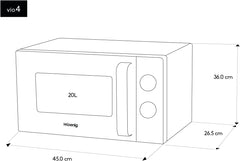 H.Koenig Four à Micro-ondes Compact Digital 20L VIO2, 700W, Plateau tournant 24,5cm, Multifonction Programmable 6 niveaux de chauffe, Décongélation et Express, Minuterie 60min, Effet mirroir noir