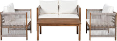 Zepneiy Salon de Jardin, Salon de Jardin 4 Personnes, avec canapé, Table Basse et Coussins, Housse en Tissu déhoussable et Lavable, Noir (Coussins d'assise Inclus)
