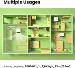 COMFEE' Climatiseur Mobile 9000 BTU/h 2,6kW, 3-EN-1 Refroidisseur Déshumidificateur Ventilateur, Fonction Follow me, Minuterie, Mode nuit, Pour salon et maison de 33㎡/88m³, MPPH-09CRN7, R290