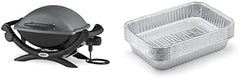 Weber Q1400 Barbecue électrique, surface de cuisson 43 x 32 cm, nomade, grille en fonte émaillée divisée en 2 parties, couvercle et cuve en fonte d'aluminium - Gris foncé (52020053)