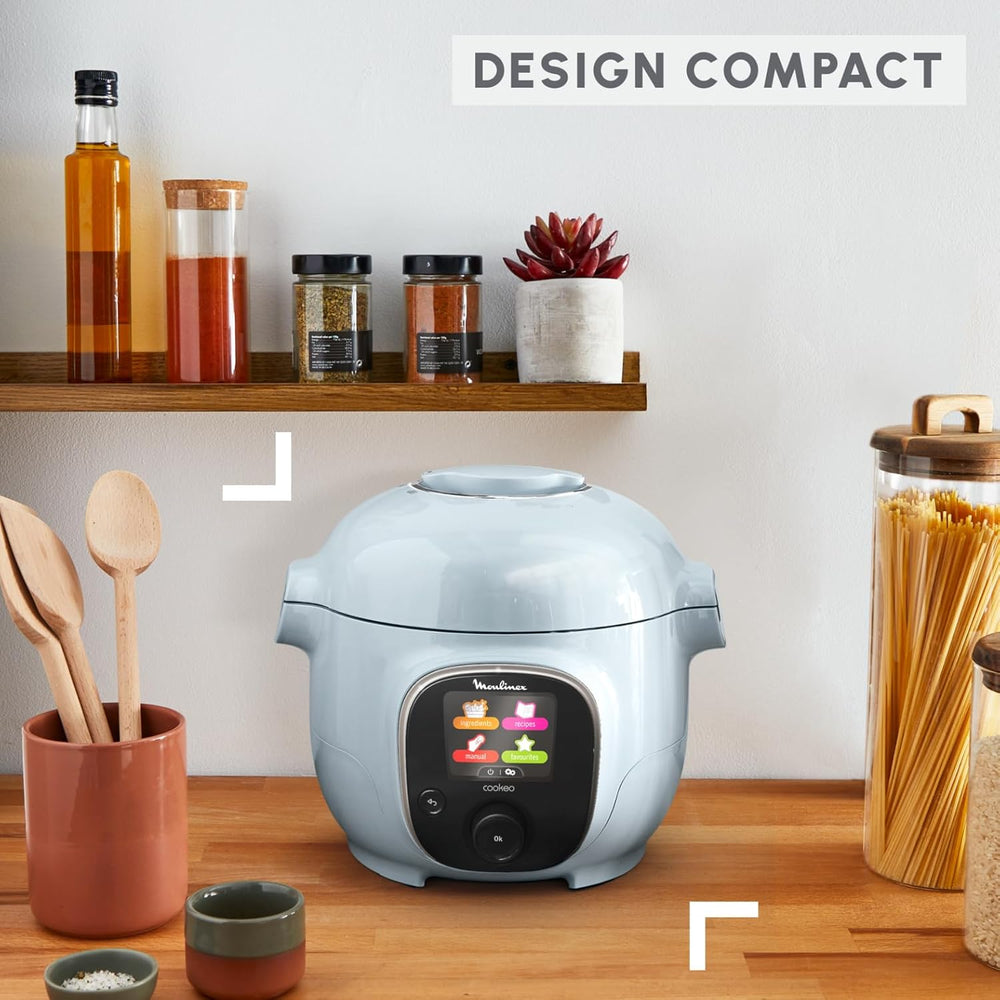 Moulinex, Cookeo Multicuiseur intelligent 6L, 150 recettes intégrées, Cuisson sans surveillance, Ecran intuitif, Guide de cuisson, Application MyMoulinex, 1600W, Blanc, 15 ans réparabilité