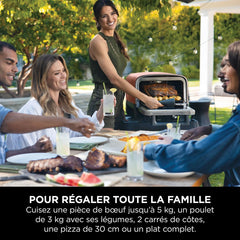 Ninja Woodfire 8-in-1 Electric Outdoor Pizza Oven, Rotisserie & Smoker BBQ with Grate, Pro-Heat Plate, Pizza Stone, Wood Pellets and Shovel, 6 Settings, Dark Orange OO101EU