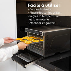 Vita5 Nobel Pro6 Deshydrateur Alimentaire avec 6 Plateaux en Inox - Déshydrateur avec Minuterie 24h et Température 35-75 °C - Deshydrateur Viande, Fruits, Champignons - 650W Déshydrateur Alimentaire