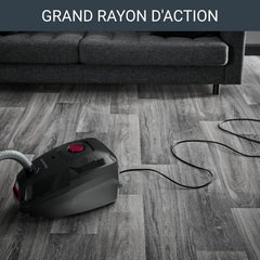 Rowenta Green Force Max Silence Vacuum Cleaner with Bag, 900 W Max, High Filtration, Quiet, Eco-Responsible, Made in France, Black/Aluminium RO6136EA