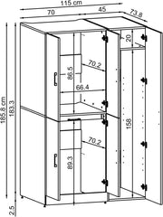 ROOMART Dora - Armoire de machine à laver - Pour sèche-linge et machine à laver - En 4 couleurs - Avec portes et panneau coulissant - Blanc - Chêne blanc - Chêne anthracite - Chêne blanc (chêne blanc)