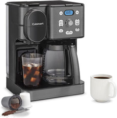 Cuisinart Cafetière, carafe en verre de 12 tasses, cafetière automatique chaude et glacée, machine à café à serveur unique, acier inoxydable noir, SS-16BKS
