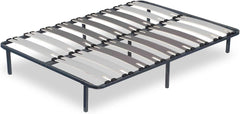 SAMPUR - Morpholattes bed base | 90 x 190 cm | 7 legs included | Grey | 25 cm high | epoxy lacquered metal frame | Extra wide slats | 5 support zones