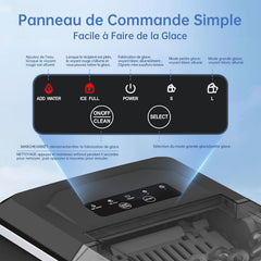 WIE Ice Maker, 12kg in 24h, Quiet Counter Top Ice Maker with Ice Scoop, Self-Cleaning and Portable Ice Maker for Home/Kitchen/Camping