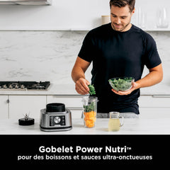 Ninja Foodi Power Nutri Blender 3-in-1 Blender for Smoothie Bowls, Thick Spreads and Iced Drinks, Automatic Programs, 2.1 L, 700 ml and 400 ml, 1200 W, Silver CB350EU