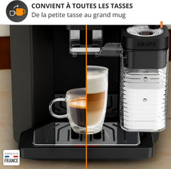 Krups Sensation C50, Machine à café grains, machine expresso, 5 boissons accès direct, Interface tactile, Facile à utiliser, Nettoyage automatique, Buse vapeur Cappuccino, Fabriqué en France EA910810