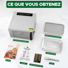 Kwasyo Food Dehydrator, 10 Trays • Desiccator with Timer (24H) • Fruit and Vegetable Dehydrator Adjustable Temperature (30 to 90°C) + 1 x Recipe Book