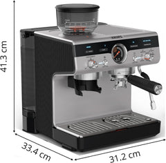 Krups Virtuoso+, Machine expresso, Machine a cafe à pompe, expresso machine a cafe moulu ou dosettes, 15 bars, Inox, Buse vapeur, Espresso et cappuccino, XP444G10