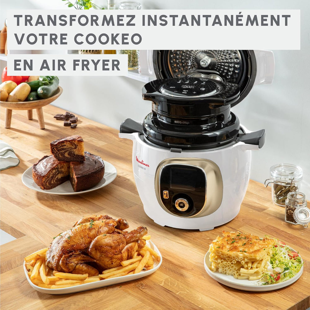 Moulinex, Cookeo Multicuiseur intelligent 6L, 150 recettes intégrées, Cuisson sans surveillance, Ecran intuitif, Guide de cuisson, Application MyMoulinex, 1600W, Blanc, 15 ans réparabilité