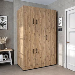 ROOMART Dora - Armoire de machine à laver - Pour sèche-linge et machine à laver - En 4 couleurs - Avec portes et panneau coulissant - Blanc - Chêne blanc - Chêne anthracite - Chêne blanc (chêne blanc)