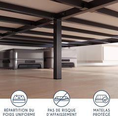 Dreamzie Cadre de Lit 160x200 avec Sommier - Sommier 160x200 avec Pieds - Hauteur de 35 cm - Structure Solide, Assemblage Facile et Espace de Rangement