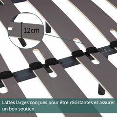 SAMPUR - Morpholattes bed base | 90 x 190 cm | 7 legs included | Grey | 25 cm high | epoxy lacquered metal frame | Extra wide slats | 5 support zones