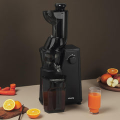 Extracteur de Jus de Fruits et Légumes vertical GSX24 H.Koenig Centrifugeuse Vitamin + sans BPA - 82 mm Large Bouche - 3 tamis pour jus fin ou épais et sorbet - Pression douce - 50 tours 400 W