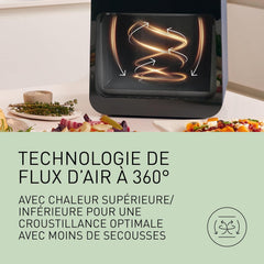 Panasonic NF-CC500SXE AirFryer Friteuse sans huile avec Hublot, 5L, 80-200°C, Minuterie Numérique et Écran LCD, Vapeur Douce, 11 Préréglages, Nettoyage Facile, Gris Mat