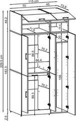 ROOMART Dora - Armoire de machine à laver - Pour sèche-linge et machine à laver - En 4 couleurs - Avec portes et panneau coulissant - Blanc - Chêne blanc - Chêne anthracite - Chêne blanc (chêne blanc)